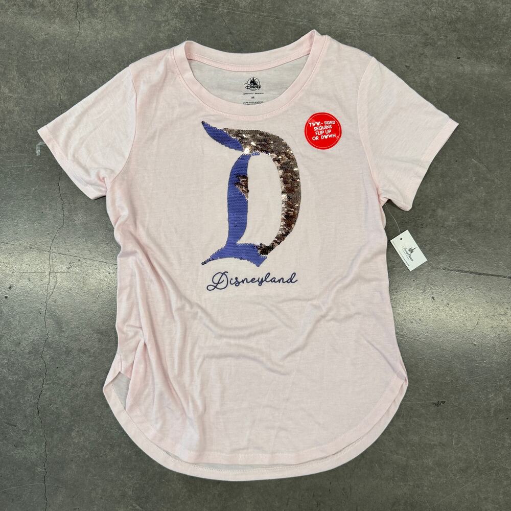 Vintage Y2k Disneyland Sequin Mcbling Two Tone Purple Pink Graphic Tee Disney M